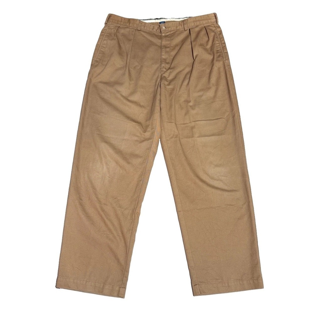 Polo Ralph Lauren Chino Pants 36x30 Pleated Classic Fit Cotton Khaki Tan Mens